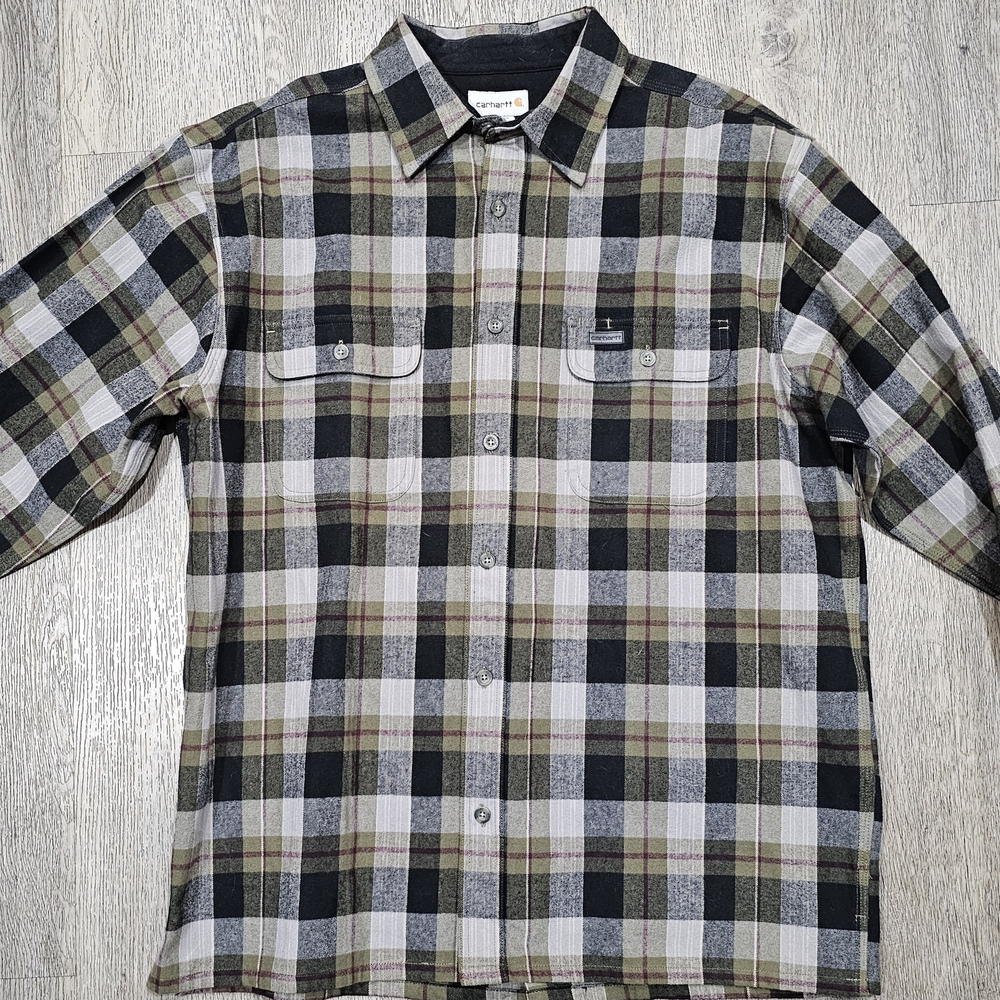 Carhartt Black and Green Plaid Shirt